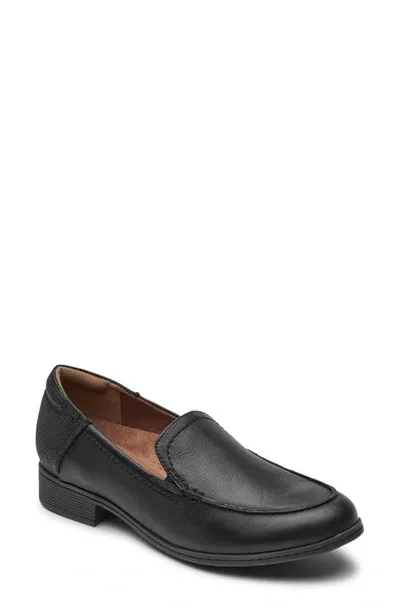 Rockport Cobb Hill Crosbie Moc Toe Loafer In Black Leather