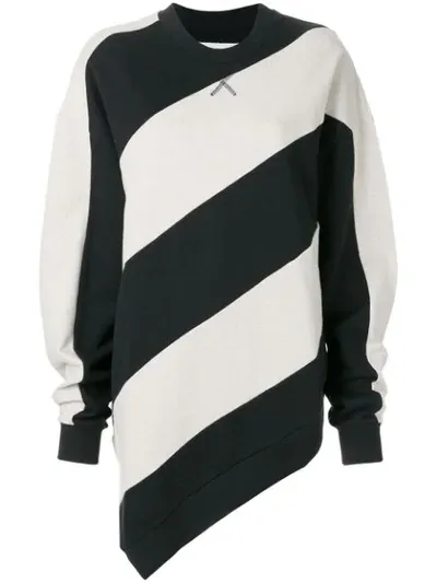 Marques' Almeida Asymmetrical Stripe Sweatshirt In Neutrals