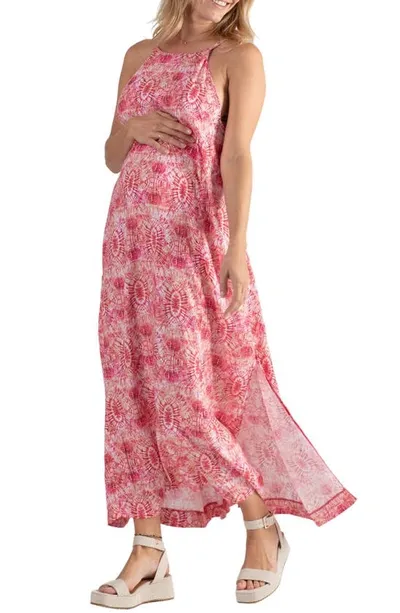 Cache Coeur Soleil Maternity/nursing Sundress In Coral