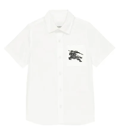 Burberry Kids' Embroidered Cotton Shirt In White