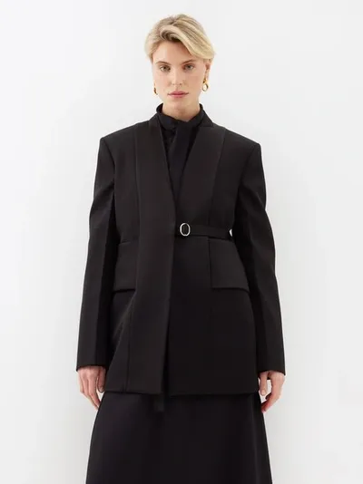 Jil Sander Leather Wrap Jacket In Black