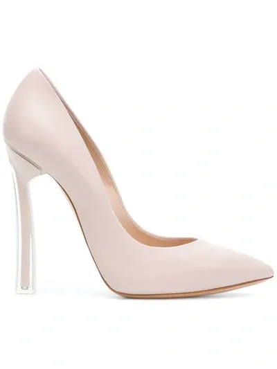 Casadei Contrast Heel Pointed Toe Pumps In Neutrals