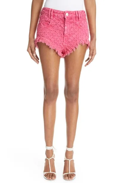 Isabel Marant Aneida Cotton Eyelet Cutoff Denim Shorts In Pink