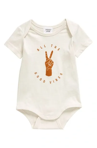 Polished Prints Kids' All The Good Vibes Organic Cotton Bodysuit In Eggnog