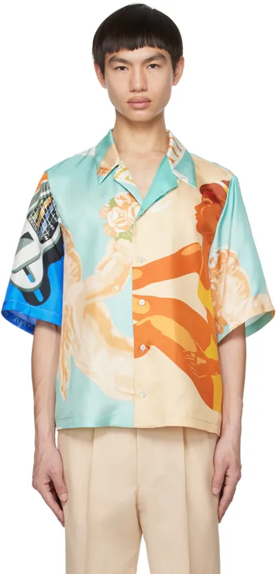 Bally Printed Silk Shirt In Neutral