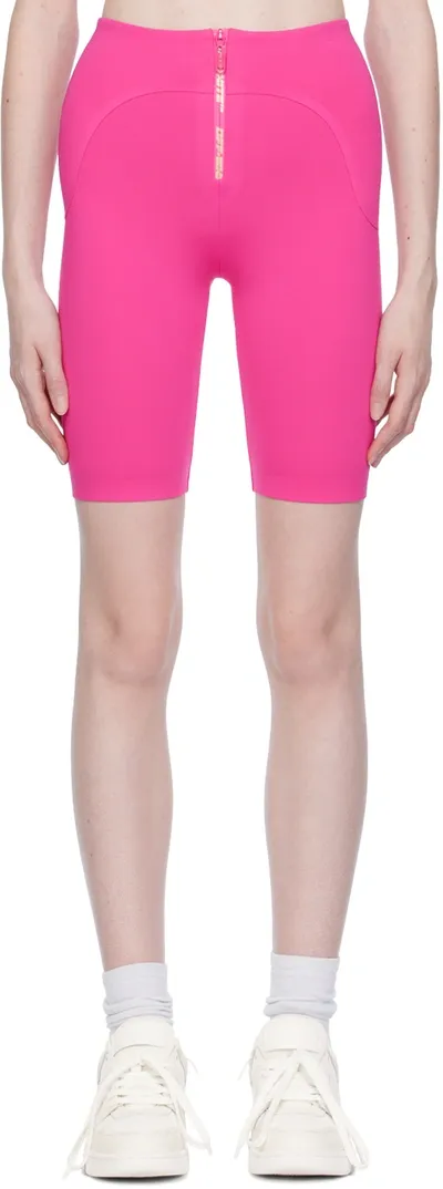 Off-white Fuchsia Shorts With Logo And Zip