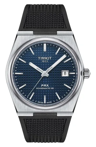 Tissot Men's Swiss Automatic Prx Black Rubber Strap Watch 40mm In No Color