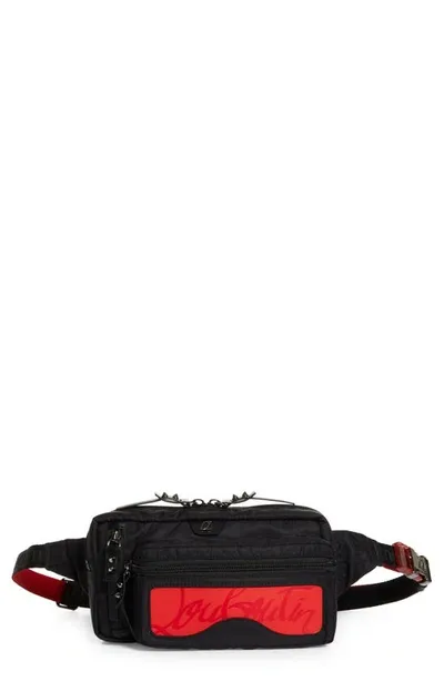 Christian Louboutin Loubideal Logo-print Woven Belt Bag In Loubi Black