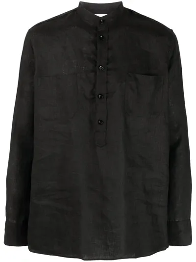 Pt Torino Linen Shirt In Black