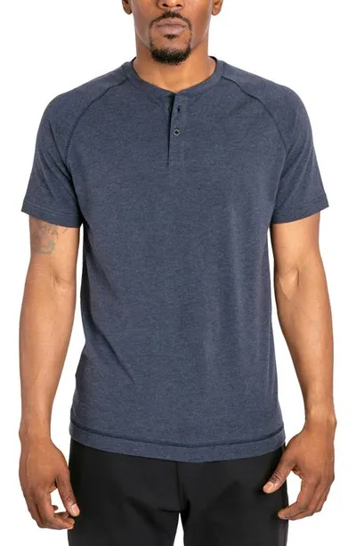 Public Rec Go-to Short Sleeve Performance Henley In Heather Navy