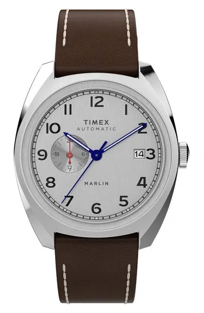 Timex Men's Marlin Leather Strap Watch In Brown