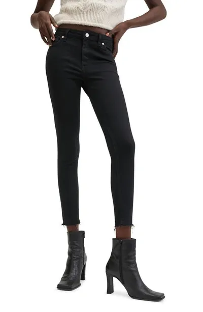 Mango Crop Skinny Leg Jeans In Black Denim