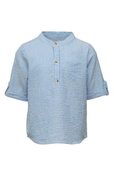 Snapper Rock Kids' Frankie Stripe Seersucker Resort Shirt In Blue