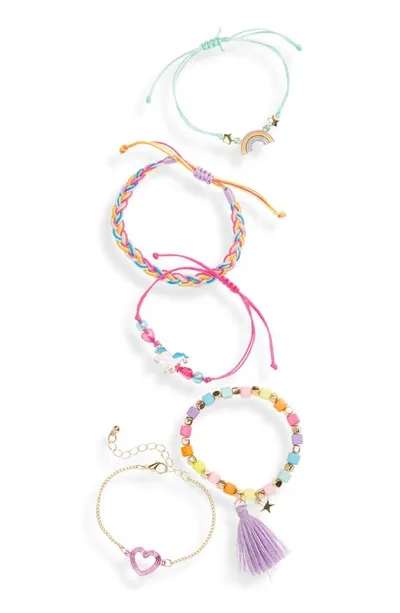 Capelli New York Kids' 5-pack Assorted Bracelet Set In Pink