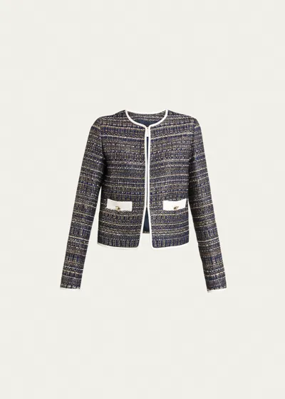 Valentino Tweed Party Short Jacket In Neutral