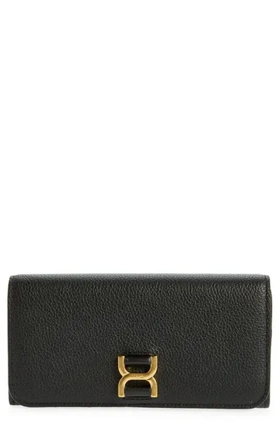 Chloé Marcie Leather Long Wallet In Black