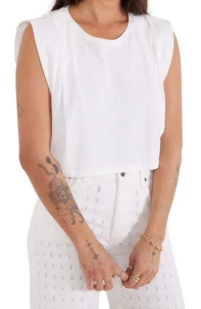 Etica Zelia Pleated Crop Muscle T-shirt In White