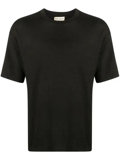 Ma'ry'ya Short-sleeve Linen-blend T-shirt In Black