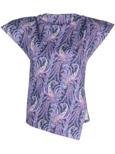 Isabel Marant Sebani Asymmetric Paisley-print T-shirt In Multi