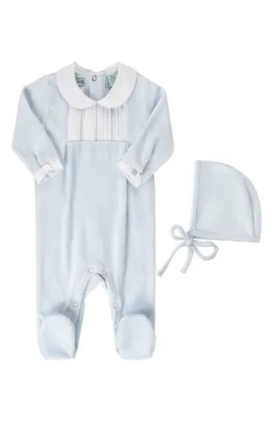 Feltman Brothers Babies'  Velour Footie & Hat Set In Blue