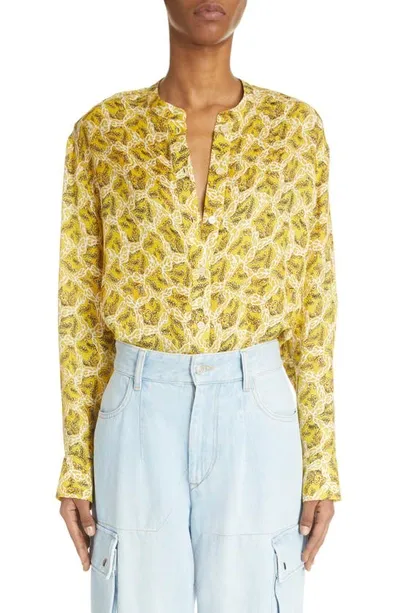 Isabel Marant Leidy Floral Button-front Blouse In Sunshine