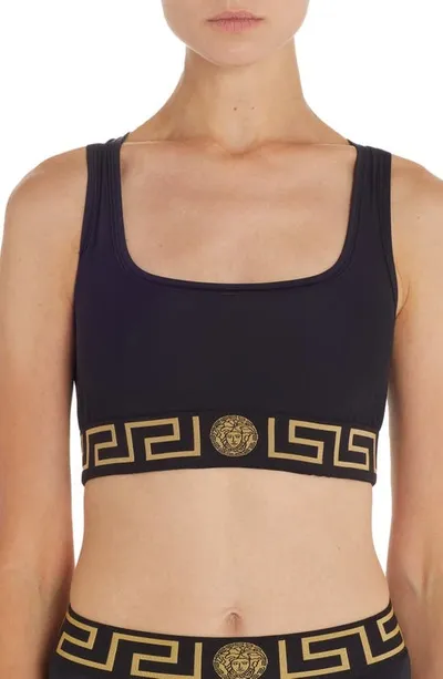 Versace La Greca Trim Sports Bra In Black