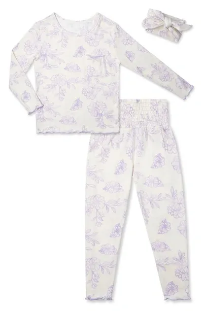 Everly Grey Baby Grey By  Charlie Fitted Two-piece Pajamas & Head Wrap Set In Bali