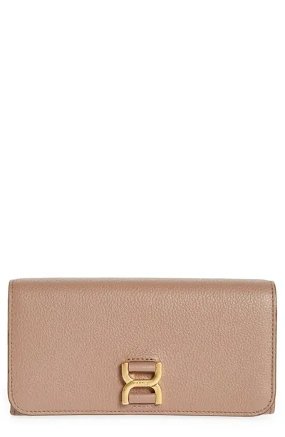 Chloé Marcie Leather Long Wallet In Woodrose 527