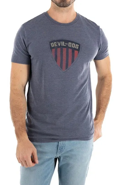 Devil-dog Dungarees Shield Graphic T-shirt In Heather Navy