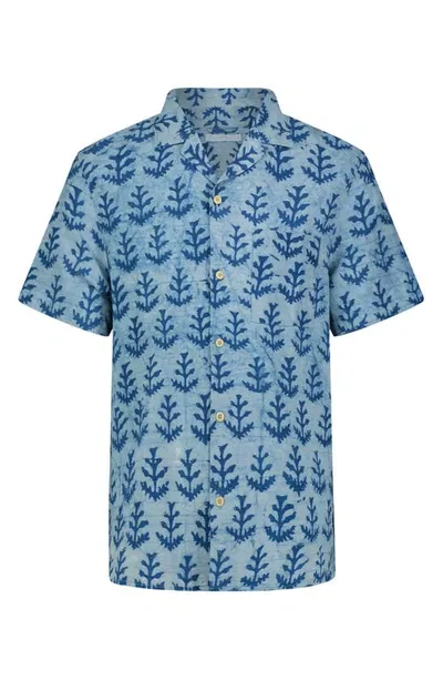 Lucky Brand Short Sleeve Button-up Camp Shirt In Light Indigo