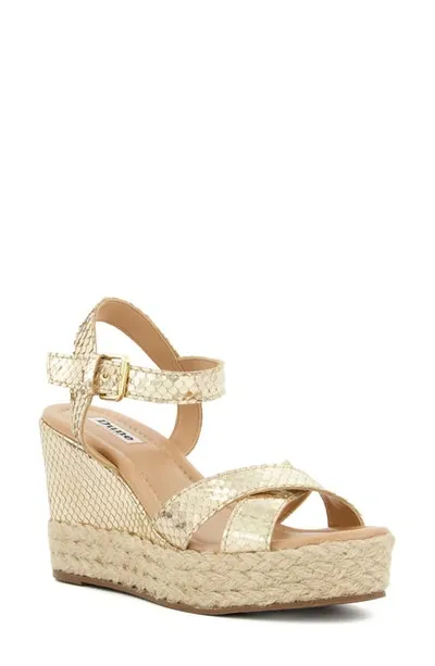 Dune London Kind Espadrille Platform Wedge Sandal In Gold