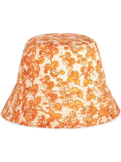 Etro Printed Canvas Bucket Hat In Orange