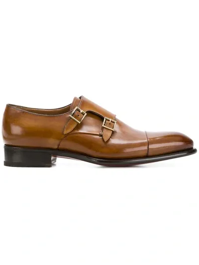 Santoni Classic Monk Shoes In Brown