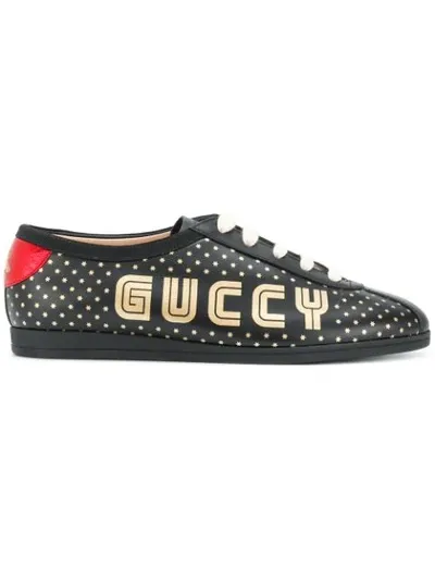 Gucci Star Print Logo Sneakers In Black