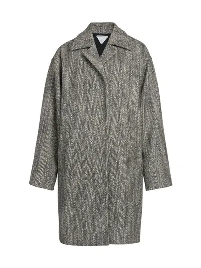 Bottega Veneta Felted Wool Chevron Carcoat In Black White