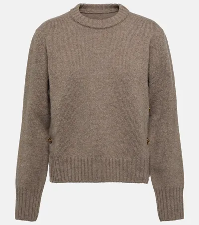 Bottega Veneta Heavy Wool Sweater With Knot Buttons In Gray