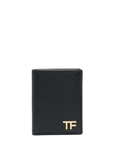 Tom Ford Logo-plaque Leather Cardholder In Black