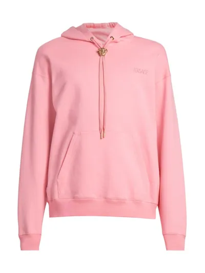 Versace Men's Medusa Drawstring Hoodie Sweatshirt In Pastel Pink