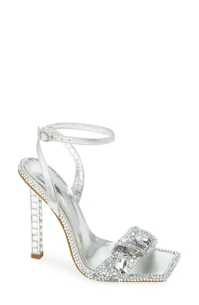 Azalea Wang Discoball Ankle Strap Sandal In Silver