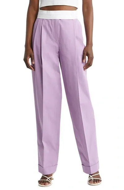 Nackiyé Gentlewoman Pleated High Waist Cotton Gabardine Trousers In Lilac