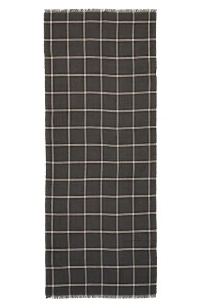 Max Mara Tirana Check Wool & Silk Stole In Dark Grey