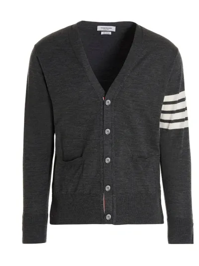 Thom Browne Merino Wool Cardigan In Med Grey