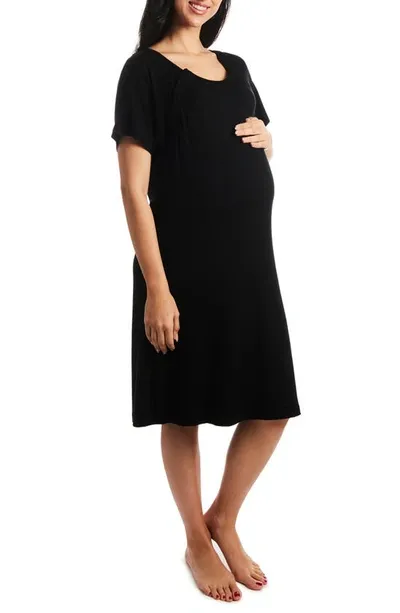 Everly Grey Rosa Jersey Maternity Hospital Gown In Black