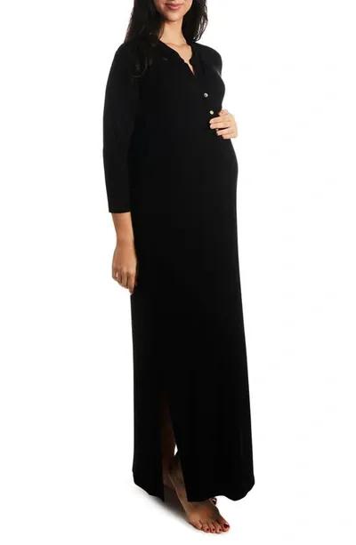 Everly Grey Maternity Juliana /nursing Dress In Black