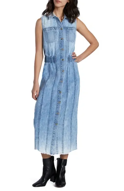 Wash Lab Denim Alice Sleeveless Denim Shirtdress In Powder Blue