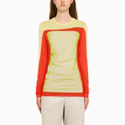 Loewe Trompe L'oeil Fitted Mesh Top In Yellow Red