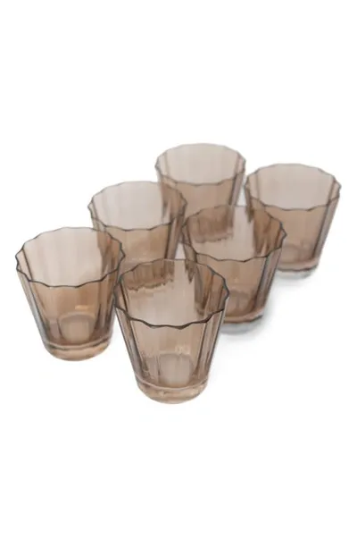 Estelle Colored Glass Sunday Set Of 6 Lowball Glasses In Amber Smoke