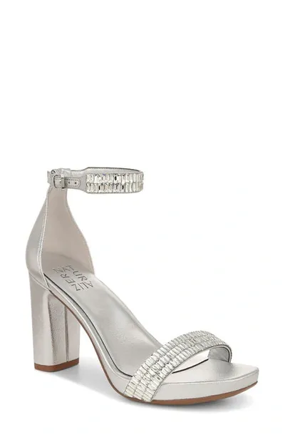 Naturalizer Joy-sparkle Ankle Strap Sandals In Silver