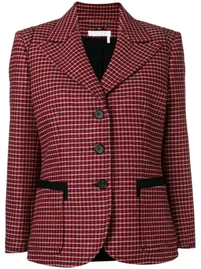 Chloé Canvas-trimmed Checked Wool-blend Blazer In Red Black