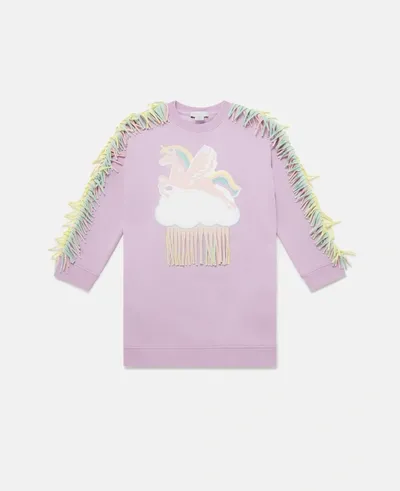 Stella Mccartney Kids Girls Purple Unicorn Sweatshirt Dress In Blue